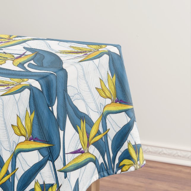 Toalha De Mesa Flores de ave do paraíso em branco (Posição Original)