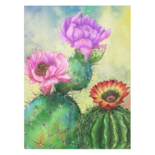 Toalha De Mesa Flores De Cactus Vermelhas Roxas, Rosa, Moldadas D