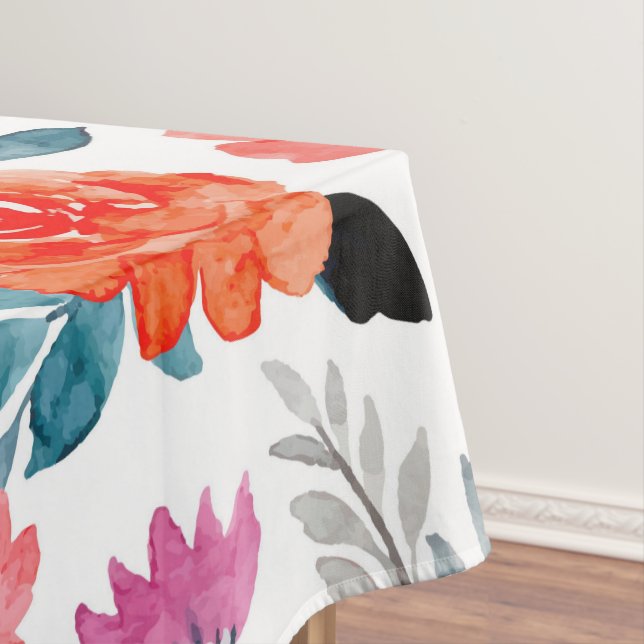 Toalha De Mesa Flores de cor aquosa laranja (Posição Original)