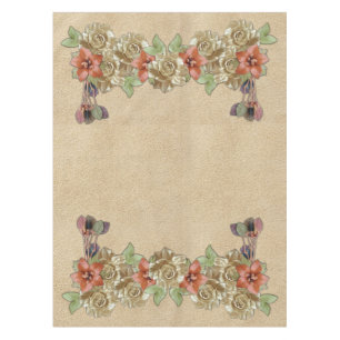 Toalha De Mesa Flores de couro em Cream Suede