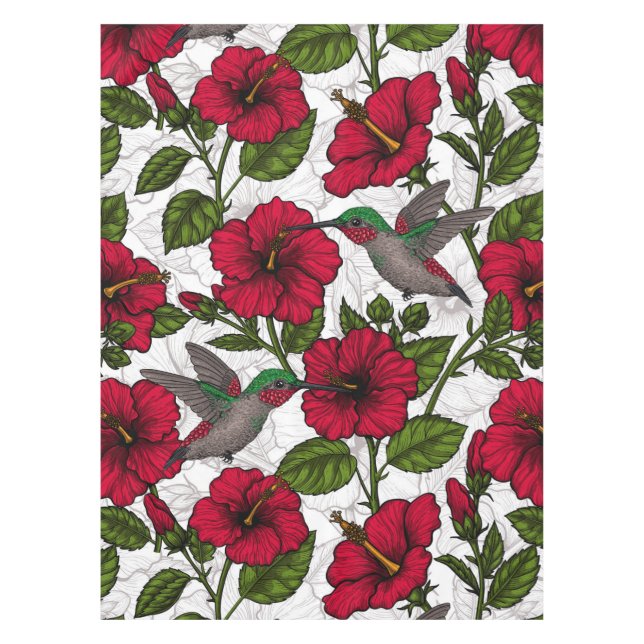 Toalha De Mesa Flores de hibisco e beija-flores (Frente)