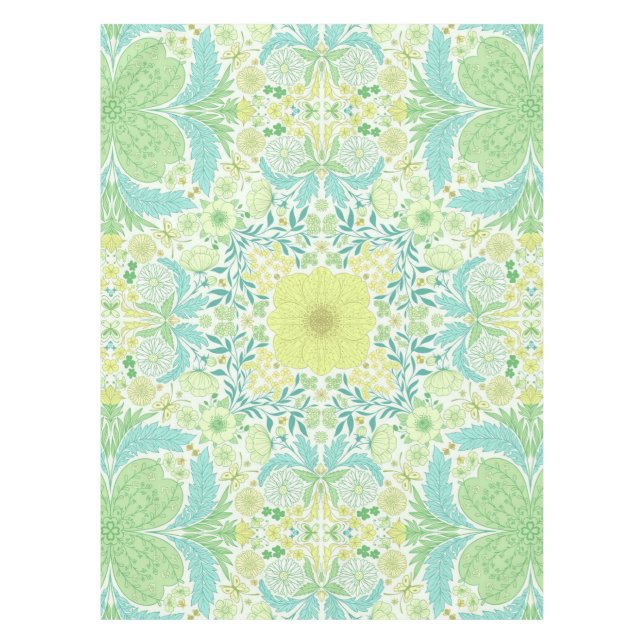 Toalha De Mesa Flores de jardim retrorreflectores em verde e amar (Frente)