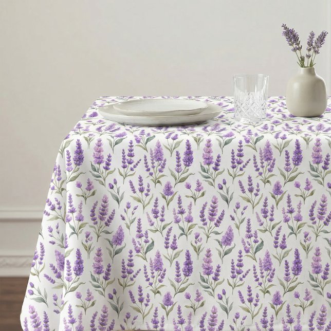 Toalha De Mesa Flores de Lavanda Verde Sage Roxo (Criador carregado)