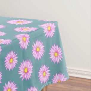 Toalha De Mesa Flores de Lily de Água Rosa em Teal