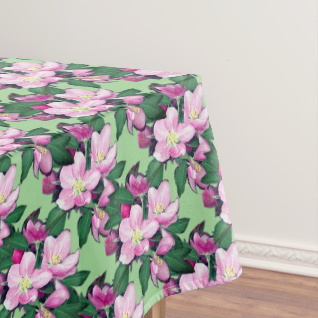 Toalha De Mesa Flores de Maçã em Verde Claro (Posição Original)