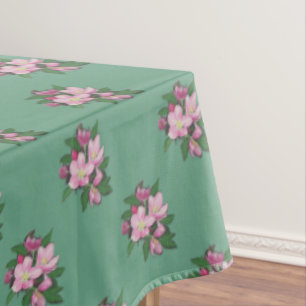Toalha De Mesa Flores de Maçã Pastel em Tablete Verde