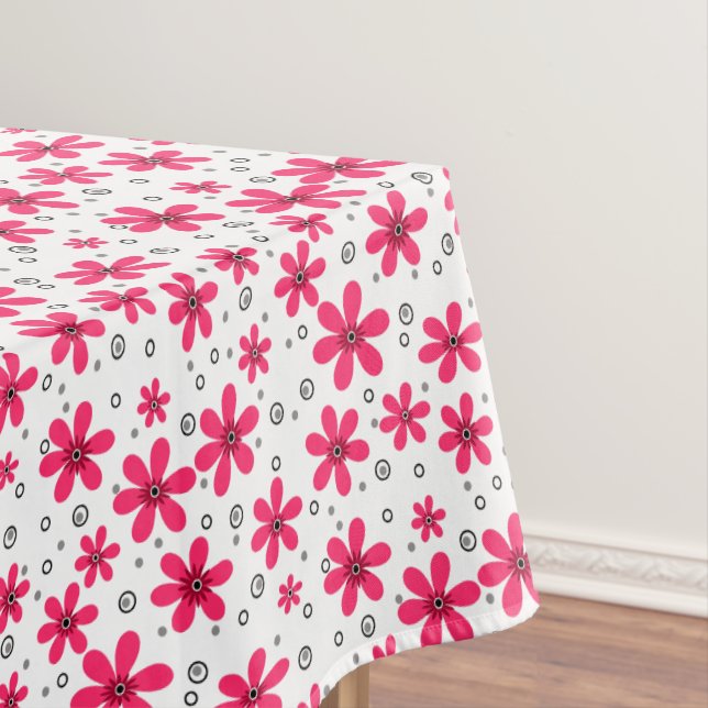 Toalha De Mesa Flores de margarida vermelhas retro fundo verão (Posição Original)