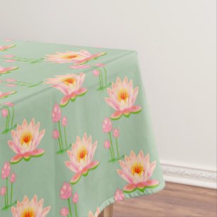 Toalha De Mesa Flores de Nenúfar Rosa sobre Verde Louro
