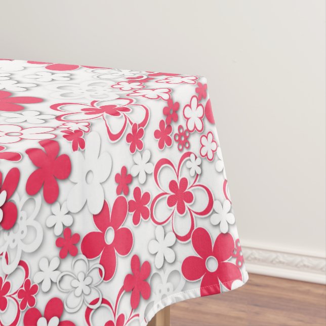 Toalha De Mesa Flores de papel vermelho e branco (Posição Original)