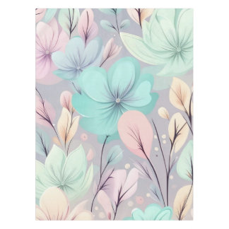 Toalha De Mesa Flores de Pastel e Folhas em Fundo Roxo