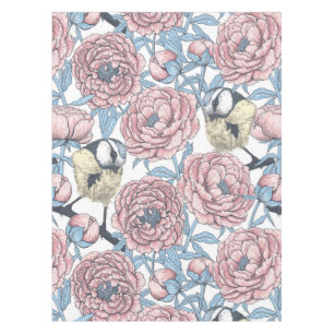 Toalha De Mesa Flores de pedras e aves