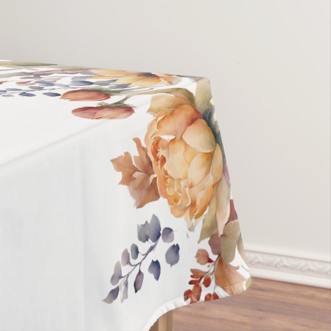 Toalha De Mesa Flores de Quedas de Cores d'Água - Branco (Posição Original)