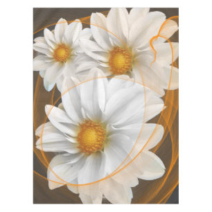 Toalha De Mesa Flores de Tablecloth Laranja Branco