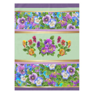 Toalha De Mesa Flores de Violeta Pensativa Aquarela Floral Cottag