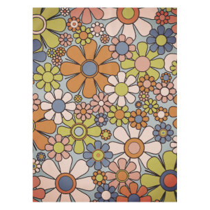 Toalha De Mesa Flores estéticas do Jardim Retro 60s 70s