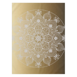 Toalha De Mesa Flores, Folhas, Palácio Branco Mandala em Dourado