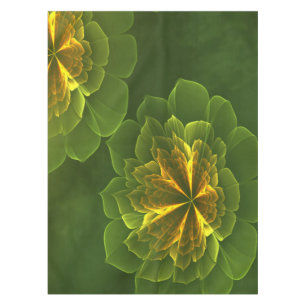 Toalha De Mesa Flores Fractais Amarelas Verdes Fantasy