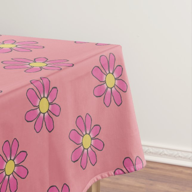 Toalha De Mesa Flores Gráficas Rosa em qualquer Cor (Posição Original)