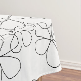 Toalha De Mesa Flores Grandes Pretas, Desenhadas À Mão