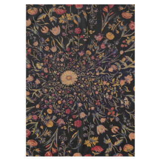 Toalha De Mesa Flores Medievais em Preto