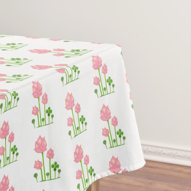 Toalha De Mesa Flores Rosa Bonitas em Branco (Posição Original)