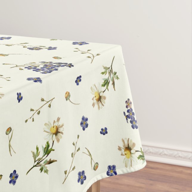Toalha De Mesa Flores Selvagens Bonitas Modernas, de Branco (Posição Original)