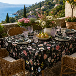 Toalha De Mesa Flores Silvestres Românticas e Sombrias em Aquarel