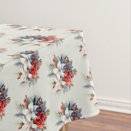 Toalha De Mesa Flores Vermelhas Brancas de Natal Feriados Elegant