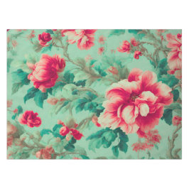Toalha De Mesa Flores Vermelhas e Folhas Verdes Extremas
