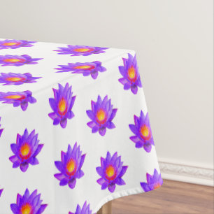 Toalha De Mesa Flores Violet Lotus em Tableloth Branca