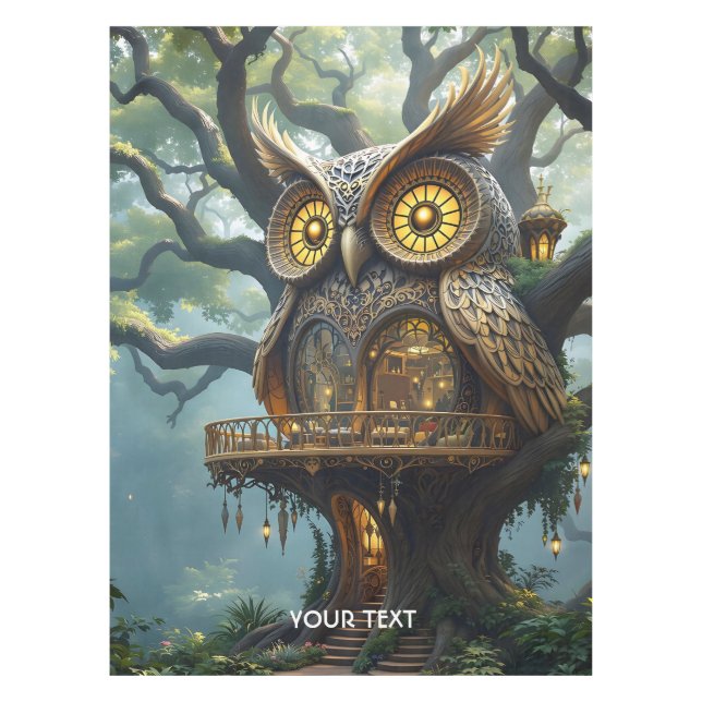 Toalha De Mesa Floresta da Coruja Fantasy (Frente)