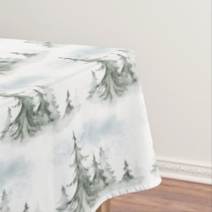 Toalha De Mesa Floresta Rústica de Queda de Aquarela Inverno