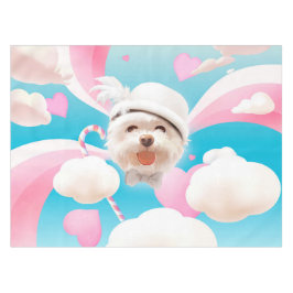Toalha De Mesa Fluffy Dog com White Hat