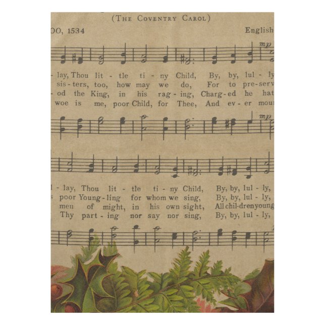 Toalha De Mesa Folha de música da canção de natal do natal (Frente)