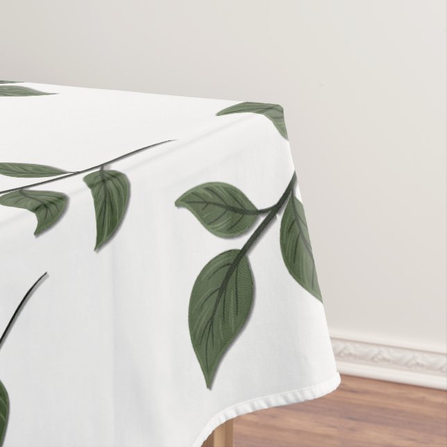 Toalha De Mesa Folhagem com Folhas Verdes em Branco (Posição Original)