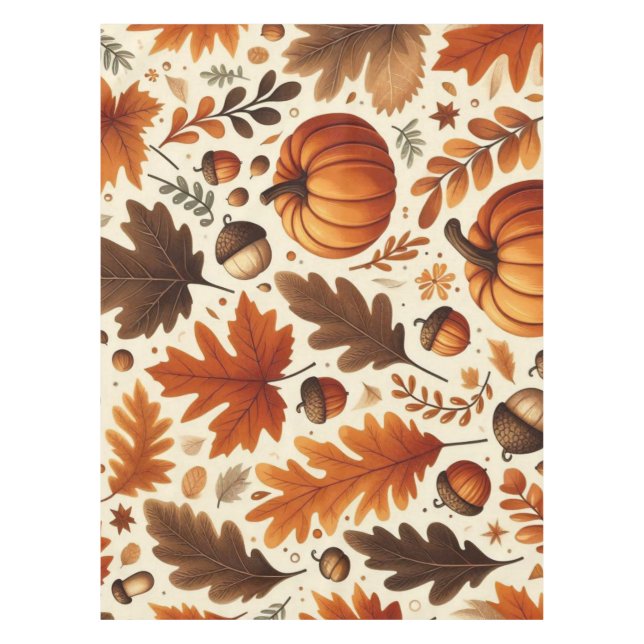 Toalha De Mesa Folhas/abóboras/boletas clássicas do outono (Frente)