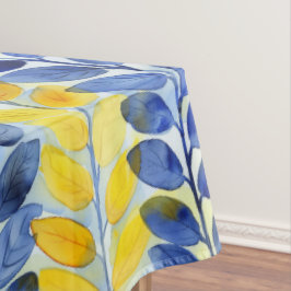 Toalha De Mesa Folhas Amarelas e Azuis