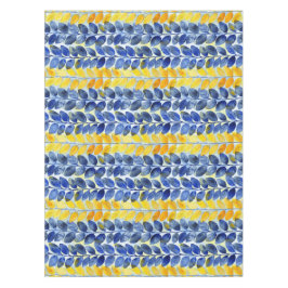 Toalha De Mesa Folhas Amarelas e Azuis