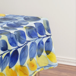 Toalha De Mesa Folhas Amarelas e Azuis