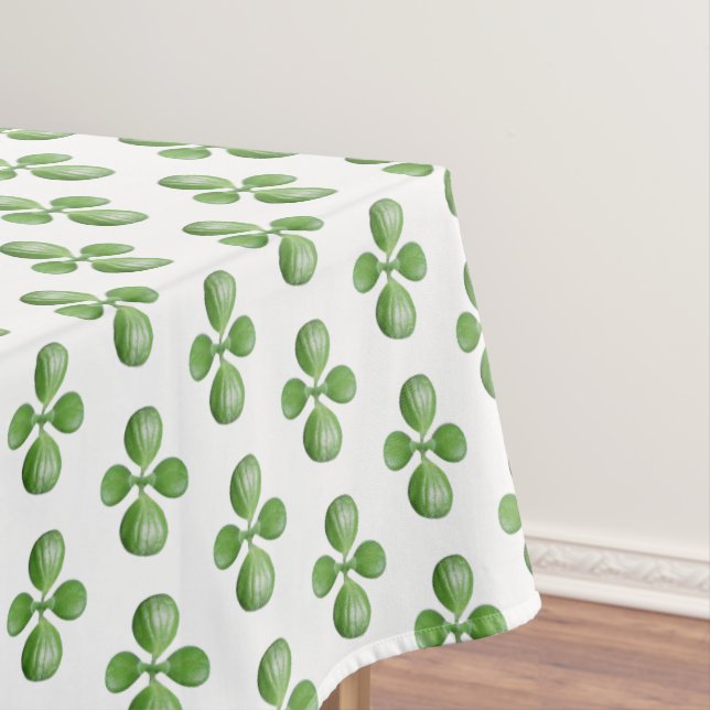 Toalha De Mesa Folhas da Árvore de Jade Verde sobre Branco (Posição Original)