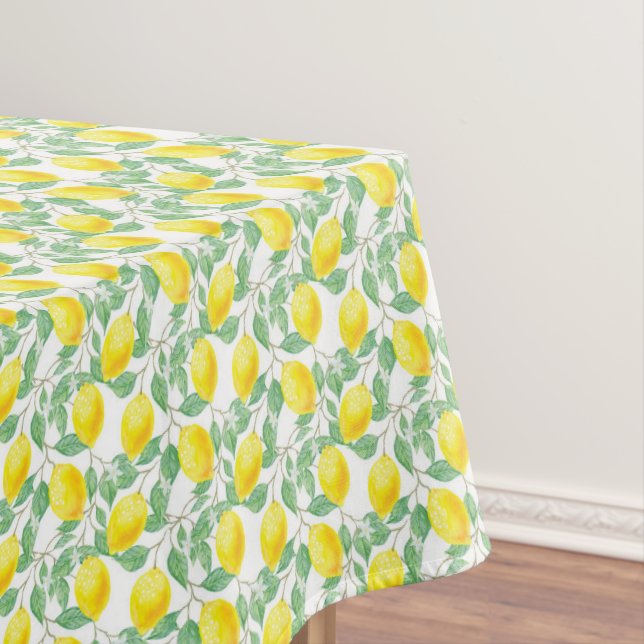 Toalha De Mesa Folhas de limão aguadas no casamento branco (Posição Original)