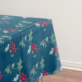 Toalha De Mesa Folhas de Natal com bagas vermelhas sagradas padrã
