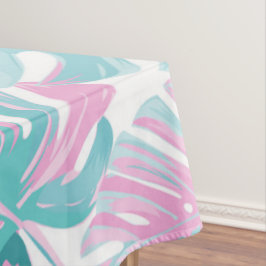 Toalha De Mesa Folhas de Palma Rosa Tropicais
