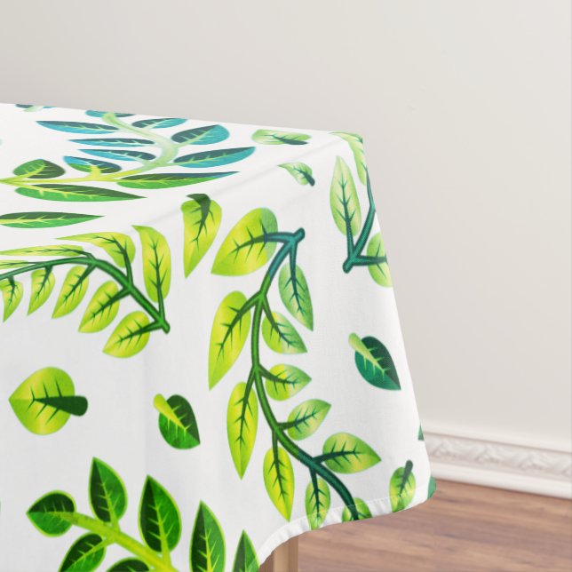 Toalha De Mesa Folhas Elegantes Verde Limão Turquesa (Posição Original)
