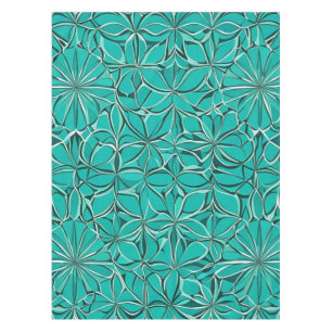 Toalha De Mesa Folhas Teais e Verdes