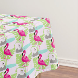 Toalha De Mesa Folhas tropicais de pássaros do gênero flamingo, c