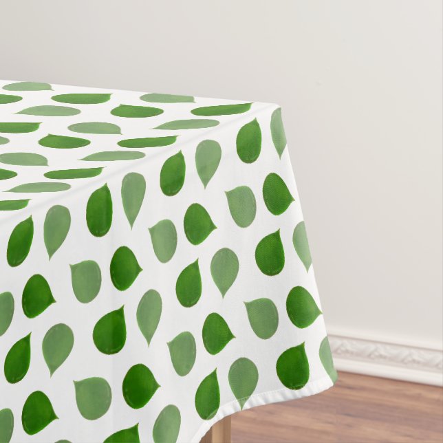 Toalha De Mesa Folhas Verdes da Árvore de Jade Tropical em Branco (Posição Original)