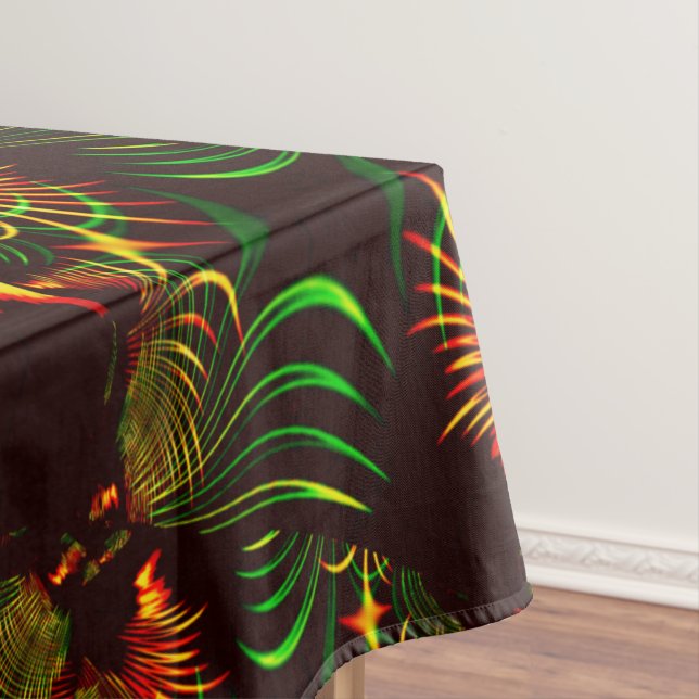 Toalha De Mesa Folhas verdes e curvas amarelas coradas pelo fogo (Posição Original)