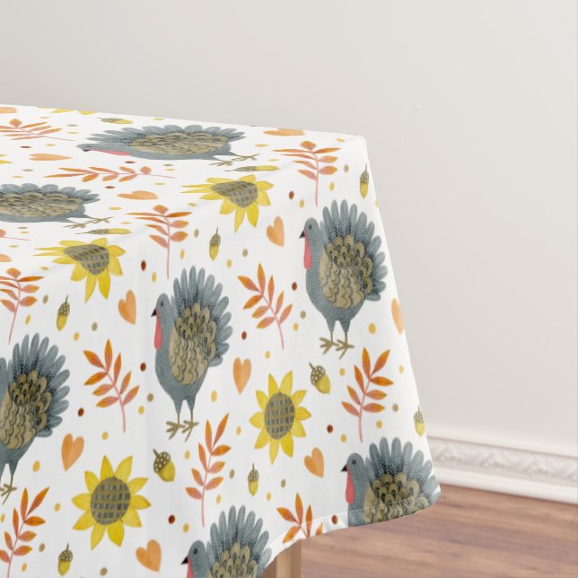 Toalha De Mesa Folk Art Turkeys (Posição Original)