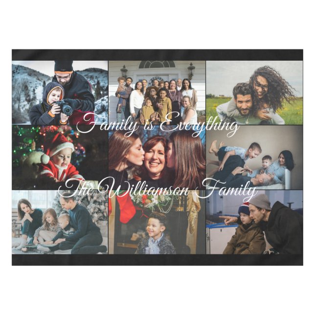 Toalha De Mesa Fotografias personalizadas Nome da família 9 Fotog (Frente (Horizontal))